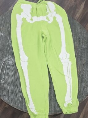 Mighty Fine Neon Green Skeleton Jogger Pants